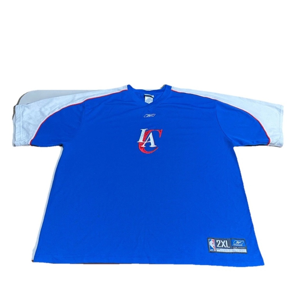 LA Clippers Reebok V Neck Jersey Shirt Mens 2XL NBA Embroidered Basketball Blue